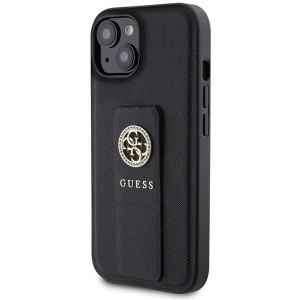 Guess GUHCP15SPGSSADK iPhone 15 / 14 / 13 6.1" czarny/black hardcase Grip Stand 4G Saffiano Strass