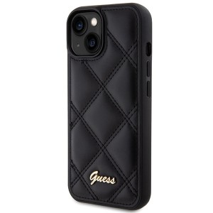 Guess GUHCP15SPSQSQSK iPhone 15 / 14 / 13 6.1" czarny/black hardcase Quilted Metal Logo