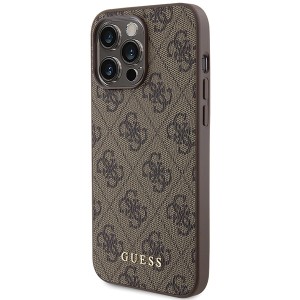 Guess GUHCP15XG4GFBR iPhone 15 Pro Max 6.7" brązowy/brown hard case 4G Metal Gold Logo