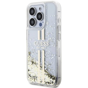 Guess GUHCP15XLFCSEGT iPhone 15 Pro Max 6.7" transparent hardcase Liquid Glitter Gold Stripes