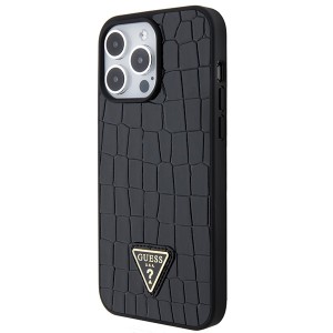 Guess GUHCP15XPCRTHCK iPhone 15 Pro Max6.7" czarny/black hardcase Croco Triangle Metal Logo