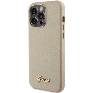 Guess GUHCP15XPGMCSD iPhone 15 Pro Max 6.7" złoty/light gold hardcase Glitter Glossy Script