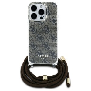 Guess GUHCP16LHC4SEW iPhone 16 Pro 6.3"  brązowy/brown hardcase Crossbody Cord 4G Print
