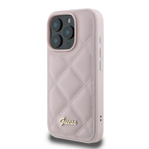 Guess GUHCP16LPSQSQSP iPhone 16 Pro różowy/pink hardcase Quilted Metal Logo