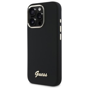Guess GUHCP16LSMBSLK iPhone 16 Pro 6.3"  czarny/black hardcase Silicone Script Metal Logo & Frame