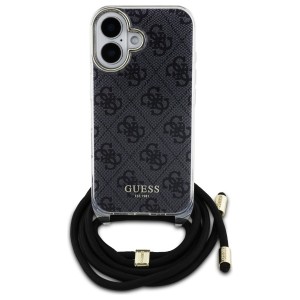Guess GUHCP16SHC4SEK iPhone 16 6.1"      czarny/black hardcase Crossbody Cord 4G Print