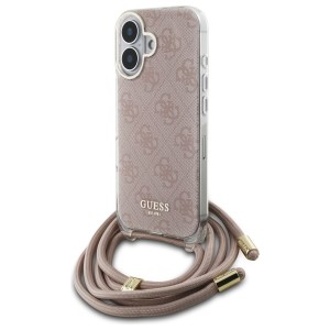 Guess GUHCP16SHC4SEP iPhone 16 6.1"      różowy/pink hardcase Crossbody Cord 4G Print