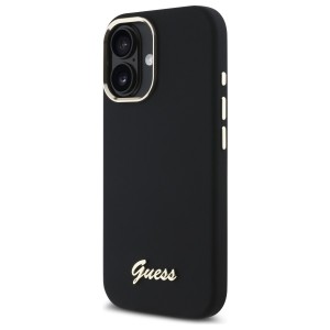 Guess GUHCP16SSMBSLK iPhone 16 6.1"      czarny/black hardcase Silicone Script Metal Logo & Frame