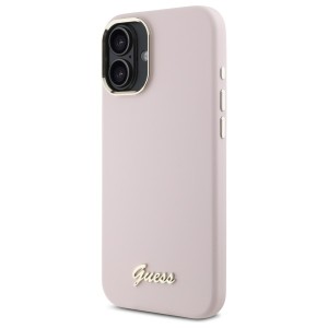 Guess GUHCP16SSMBSLP iPhone 16 6.1"      różowy/pink hardcase Silicone Script Metal Logo & Frame