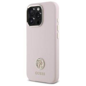 Guess GUHCP16XM4DGPP iPhone 16 Pro Max   6.9" jasnoróżowy/pink hardcase Silicone Logo Strass 4G