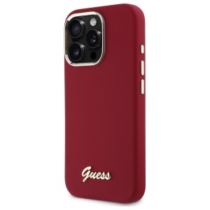 Guess GUHCP16XSMBSLM iPhone 16 Pro Max6.9" magenta hardcase Silicone Script Metal Logo