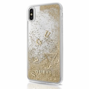 Guess GUHCPXGLUFLGO iPhone X gold/złotyhard case Glitter Liquid