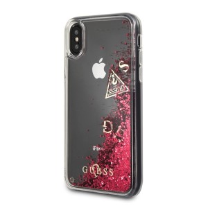 Guess GUHCPXGLUFLRA iPhone X Raspberryhard case Glitter Liquid