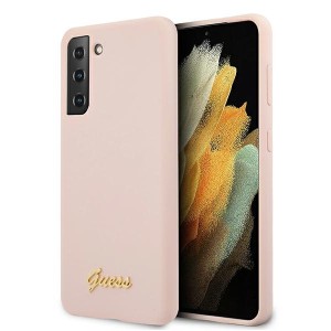 Guess GUHCS21MLSLMGLP S21+ G996różowy/pink hardcase Silicone Script Metal Logo