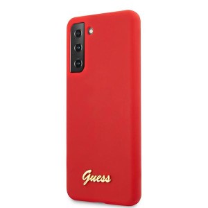 Guess GUHCS21SLSLMGRE S21 G991czerwony/red hardcase Silicone Script Metal Logo