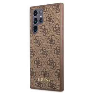 Guess GUHCS22LG4GFBR S22 Ultra S908brązowy/brown hard case 4G Metal Gold Logo