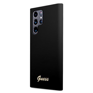 Guess GUHCS22LLSLMGBK S22 Ultra S908czarny/black hardcase Silicone Script Metal Logo