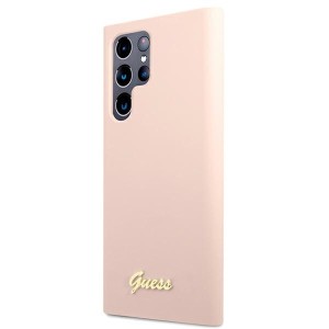 Guess GUHCS22LLSLMGPP S22 Ultra S908różowy/pink hardcase Silicone Script Metal Logo
