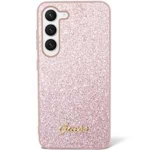 Guess GUHCS23SHGGSHP S23 S911różowy/pink hard case Glitter Script