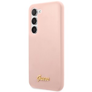 Guess GUHCS23SLSLMGPP S23 S911 różowy/pink hardcase Silicone Script Metal Logo