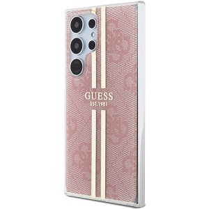 Guess GUHCS24LH4PSEGP S24 Ultra S928różowy/pink hardcase IML 4G Gold Stripe
