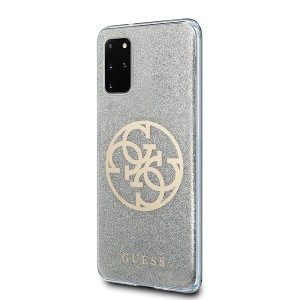 Guess GUHCS67PCUGLLG S20+ G985jasnoszary/light grey hard case Glitter 4G Circle Logo