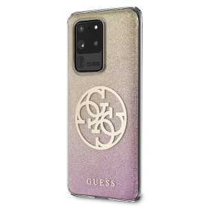 Guess GUHCS69PCUGLPGG S20 Ultra G988różowo-złoty/ gold pink hard case Glitter Gradient 4G Circle