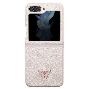 Guess GUHCZF5P4TDPP F731 Z Flip5różowy/pink hardcase Leather 4G Triangle Strass