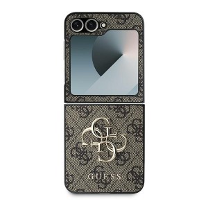Guess GUHCZF64GMGBR Z Flip6 F741 / Z Flip7 FE brązowy/brown Leather 4G Metal Logo