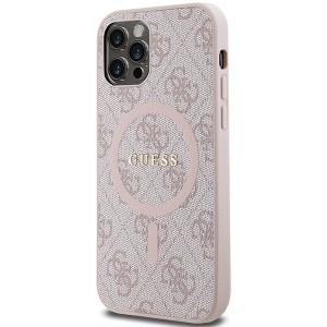 Guess GUHMP12MG4GFRP iPhone 12/12 Pro6.1" różowy/pink hardcase 4G Collection Leather Metal Logo MagSafe