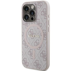 Guess GUHMP13LG4GFRP iPhone 13 Pro / 13 6.1" różowy/pink hardcase 4G Collection Leather Metal Logo MagSafe