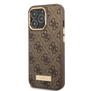 Guess GUHMP13LU4GPRW iPhone 13 Pro /13 6,1" brązowy/brown hard case 4G Logo Plate MagSafe