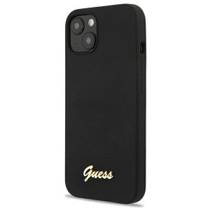Guess GUHMP13MLSLMGBK iPhone 13 / 14 /6.1" black/czarny hardcase Silicone Script Gold Logo Magsafe
