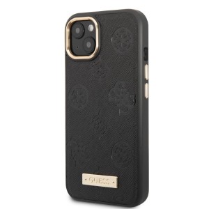 Guess GUHMP13MSAPSTK iPhone 13 / 14 / 15 6.1" czarny/black hardcase Peony Logo Plate MagSafe