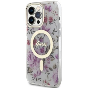 Guess GUHMP14LHCFWST iPhone 14 Pro 6.1"transparent hardcase Flower MagSafe