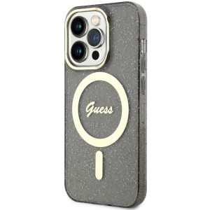 Guess GUHMP14LHCMCGK iPhone 14 Pro 6.1"czarny/black hardcase Glitter Gold MagSafe
