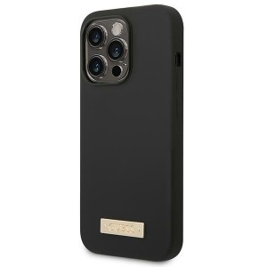 Guess GUHMP14LSBPLK iPhone 14 Pro6,1" czarny/black hard case Silicone Logo Plate MagSafe