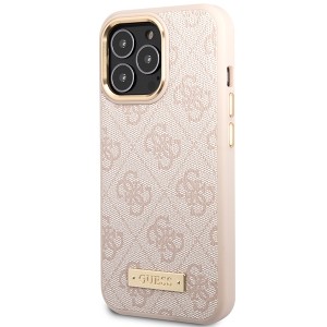 Guess GUHMP14LU4GPRP iPhone 14 Pro 6.1" różowy/pink hard case 4G Logo Plate MagSafe