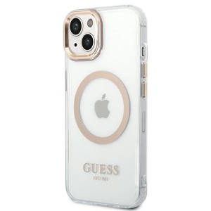 Guess GUHMP14MHTRMD iPhone 14 Plus / 15 Plus 6.7" złoty/gold hard case Metal Outline Magsafe