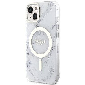 Guess GUHMP14MPCUMAH iPhone 14 Plus/ 15 Plus 6.7" biały/white hardcase Marble MagSafe