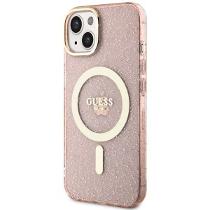 Guess GUHMP14SHCMCGP iPhone 14 / 15 / 136.1" różowy/pink hardcase Glitter Gold MagSafe