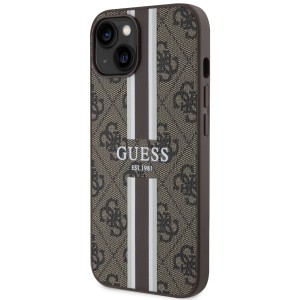 Guess GUHMP14SP4RPSW iPhone 14 / 15 / 13 6.1" brązowy/brown hardcase 4G Printed Stripes MagSafe