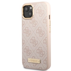 Guess GUHMP14SU4GPRP iPhone 14 / 15 / 136.1" różowy/pink hard case 4G Logo Plate MagSafe