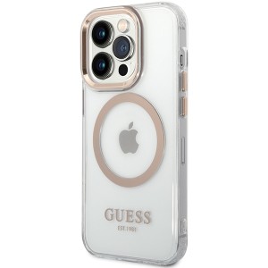 Guess GUHMP15LHTRMD iPhone 15 Pro 6.1"złoty/gold hard case Metal Outline Magsafe