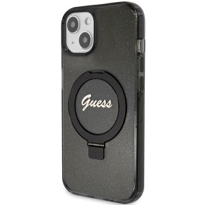 Guess GUHMP15MHRSGSK iPhone 15 Plus / 14 Plus 6.7" czarny/black hardcase Ring Stand Script Glitter MagSafe