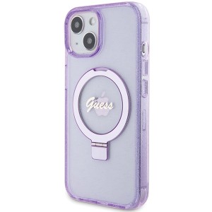Guess GUHMP15MHRSGSU iPhone 15 Plus / 14 Plus 6.7" fioletowy/purple hardcase Ring Stand Script Glitter MagSafe