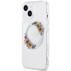 Guess GUHMP15SHFWFCT iPhone 15 / 14 / 136.1" transparent hardcase IML Flowers Wreatch MagSafe