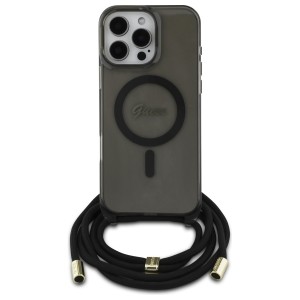 Guess GUHMP16LHCTSGNSK iPhone 16 Pro     6.3" czarny/black hardcase Crossbody Cord Script MagSafe