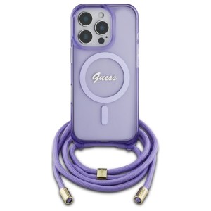 Guess GUHMP16LHCTSGNSU iPhone 16 Pro     6.3" fioletowy/purple hardcase Crossbody Cord Script MagSafe