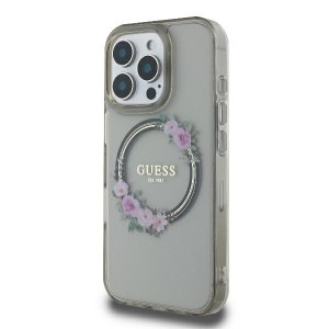 Guess GUHMP16LHFWFCK iPhone 16 Pro czarny/black hardcase IML Flowers Wreath MagSafe